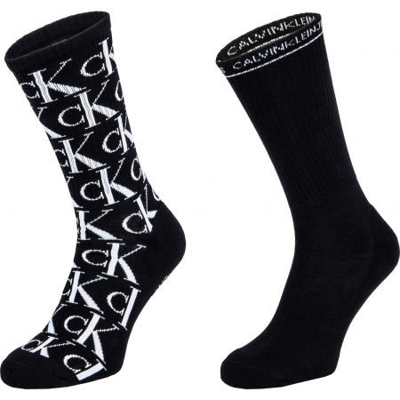 Pánské ponožky - Calvin Klein MENS 2PK CREW CK JEANS  MONOGRAM JOHN - 1