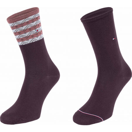 Dámské ponožky - Tommy Hilfiger WOMEN SEASONAL TENCEL SOCK 2P FOLK STRIPE - 1