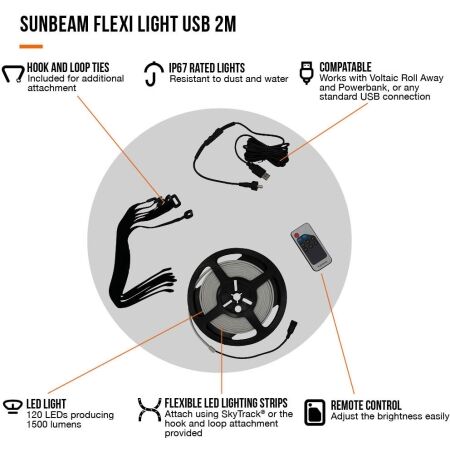 Světelný systém - Vango SUNBEAM FLEXI LIGHT 2M USB - 2