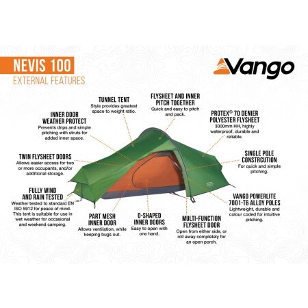 Malý trekingový stan - Vango NEVIS 100 - 2