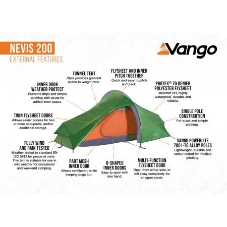 Malý trekingový stan - Vango NEVIS 200 - 3