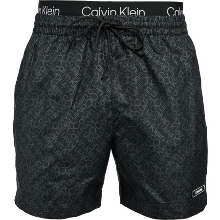 Calvin Klein CORE SOLIDS-MEDIUM DOUBLE WB-PRINT - Pánské koupací šortky